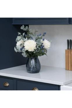 Artificial Chrysanthemum & Thistle Floral Display In Vase