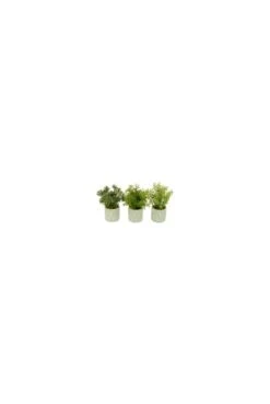 Artificial Herbs In Mosaic Pots - Set Of 3