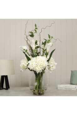 Artificial Hydrangea White In Vase 84cm