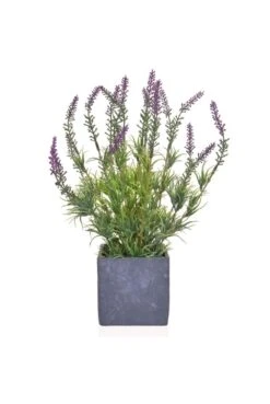 Artificial Lavender Is Slate Pot Cube