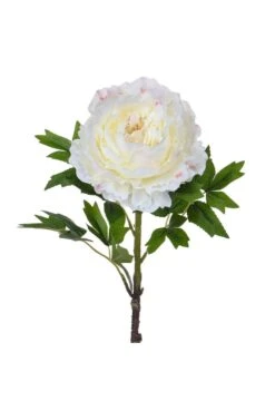 Artificial Peony Stem White Pack Of 3